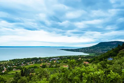 Panoramic view of Lake Balaton in Hungary, a shoulder-season lake destination in Europe.