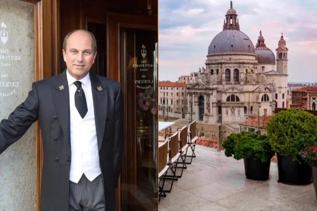Швейцар встречает в отеле Gritti Palace