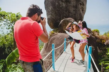 Travelers capturing bright moments of their shoulder-season trip
